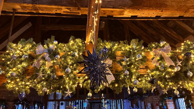 Garland across the beams at Winchester Mill